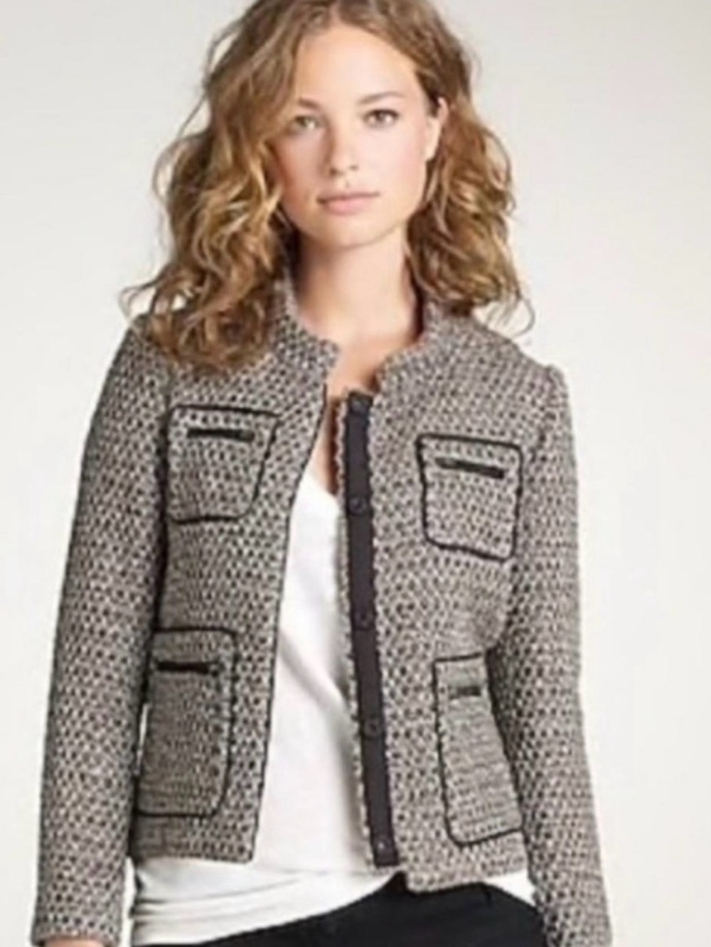 J Crew gilded tweed jacket | grey brown black | Size 6 (best guess)